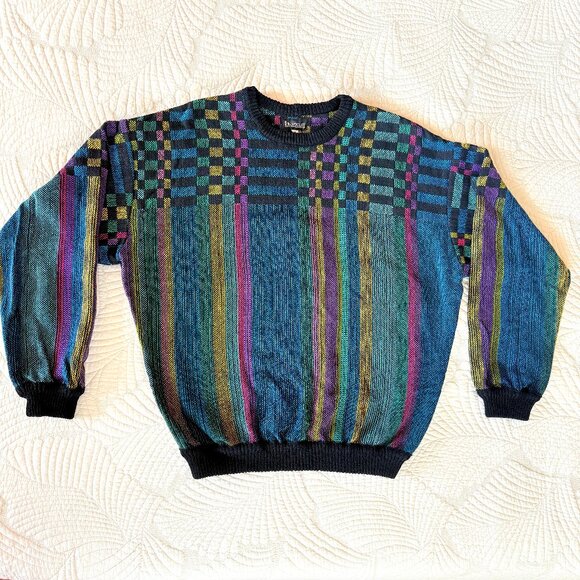 Vintage 80s Bianculli Neon Geometric Maximalist Women's Sweater Size L RARE - Picture 13 of 17